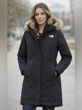 The North Face Black Down Arctic Parka Fur Womens Gorpcore Waterproof Coat Small
